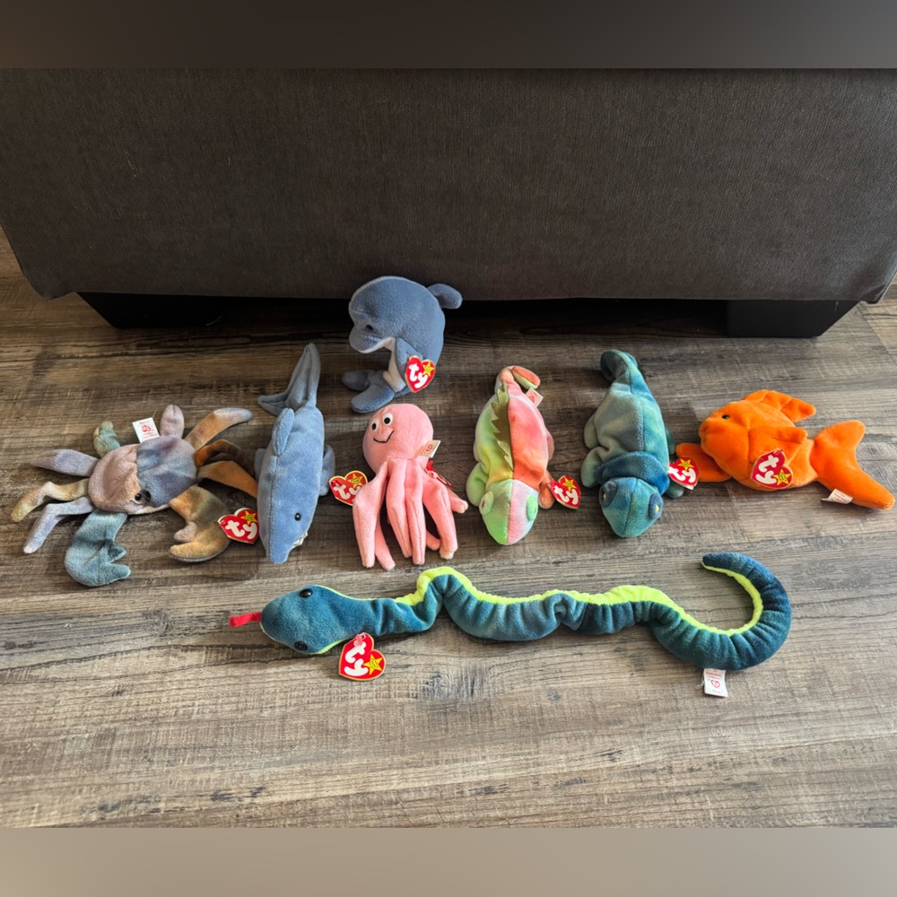 Ty Beanie Babies Plush Toy Collection - Blue, Green, Orange